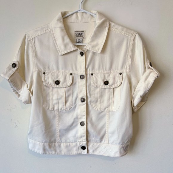 NEW! Guess ECO Cargo Denim Jacket Cream Color, Size S - Picture 9 of 16
